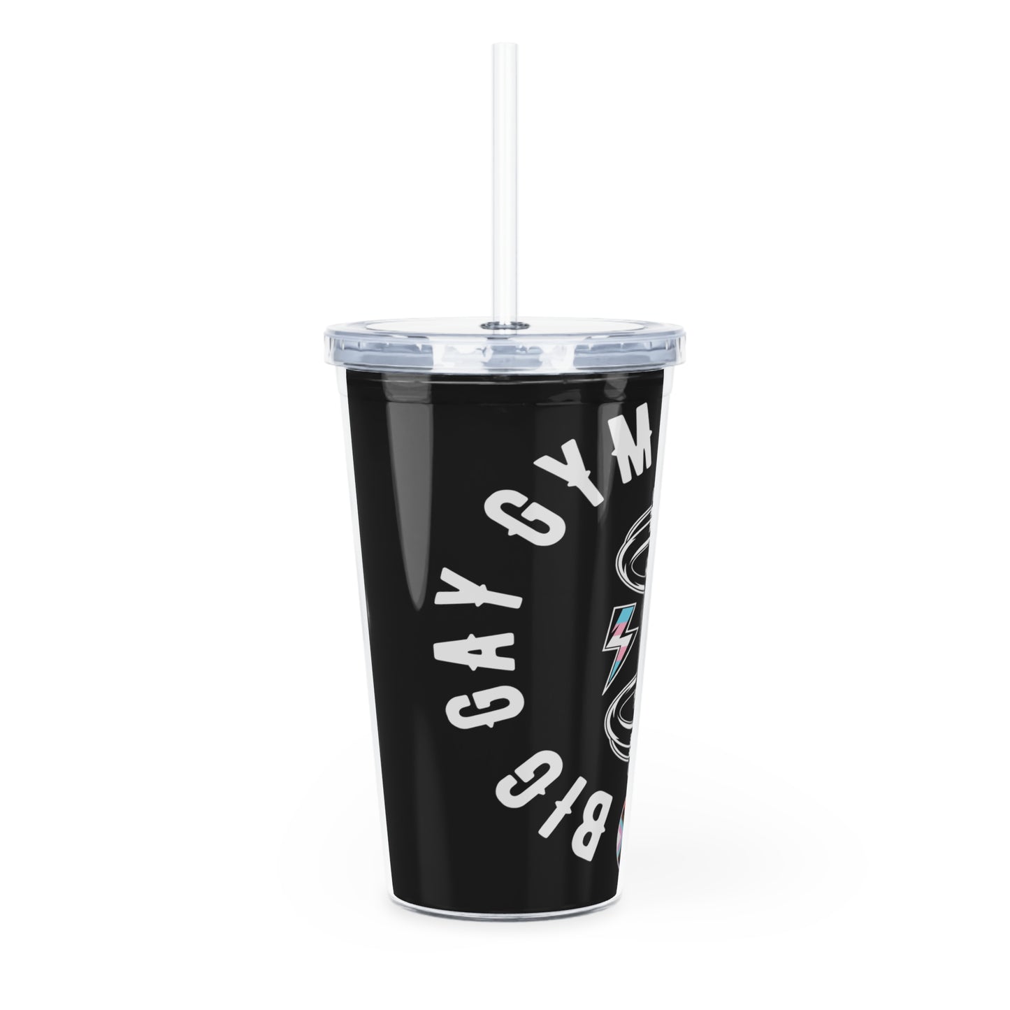 Big Gay Gym for Muscles Plastic Tumbler with Straw