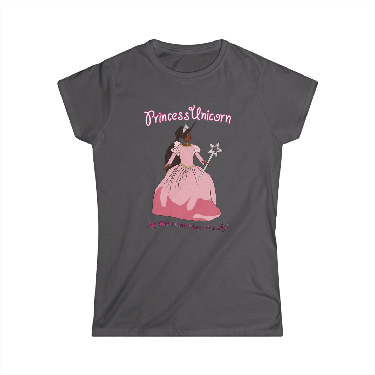 Black Princess Unicorn Softstyle Fitted Tee