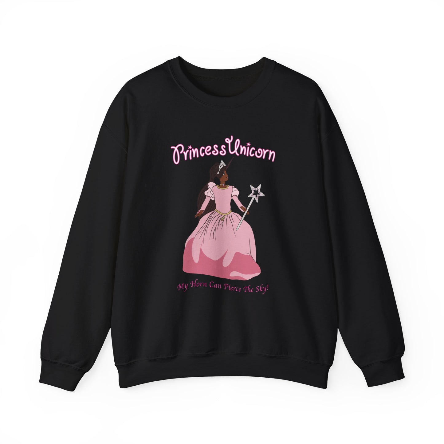 Black Princess Unicorn Heavy Blend™ Crewneck Sweatshirt