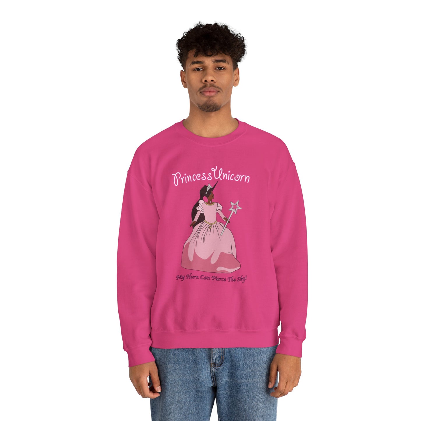 Black Princess Unicorn Heavy Blend™ Crewneck Sweatshirt