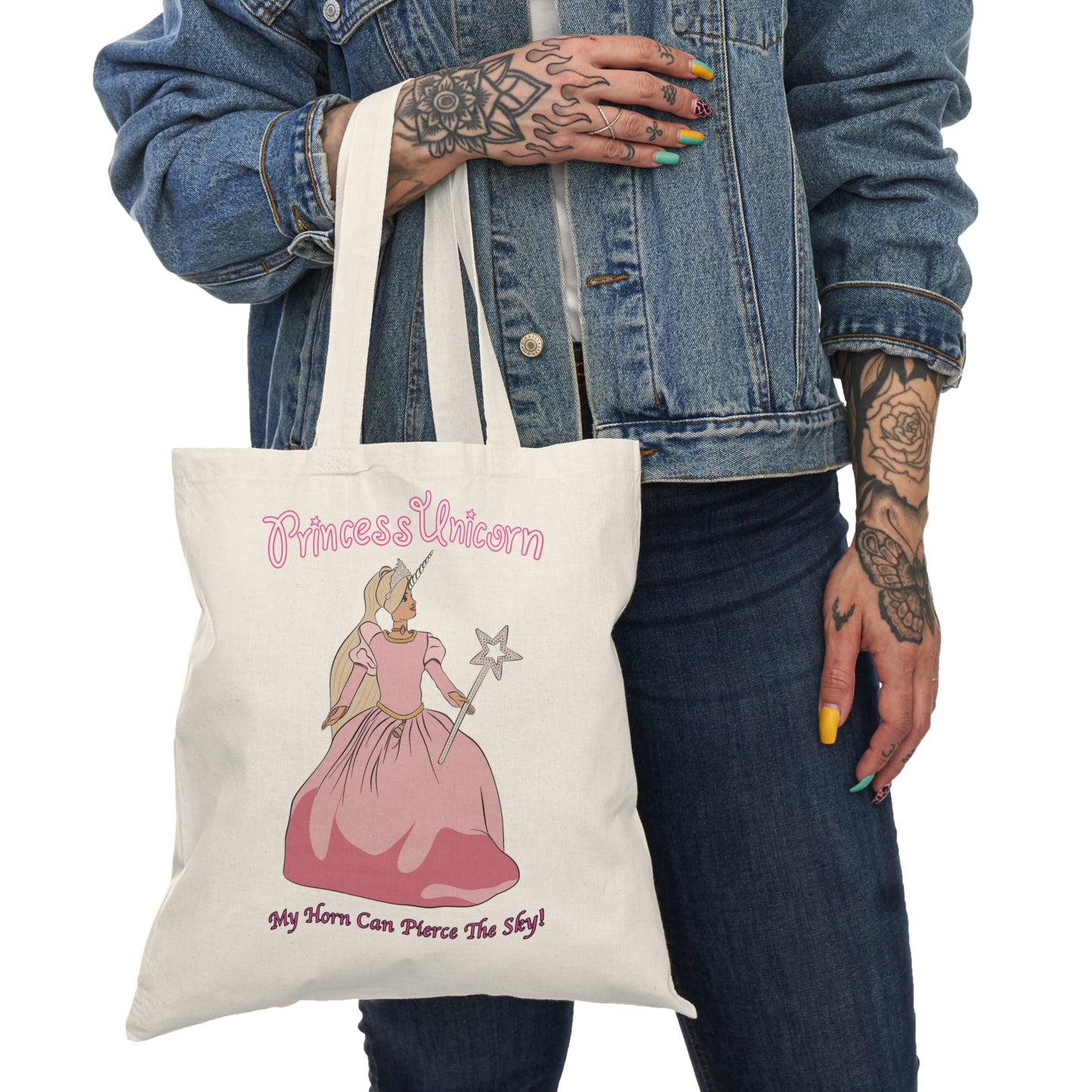 White Princess Unicorn Natural Tote Bag