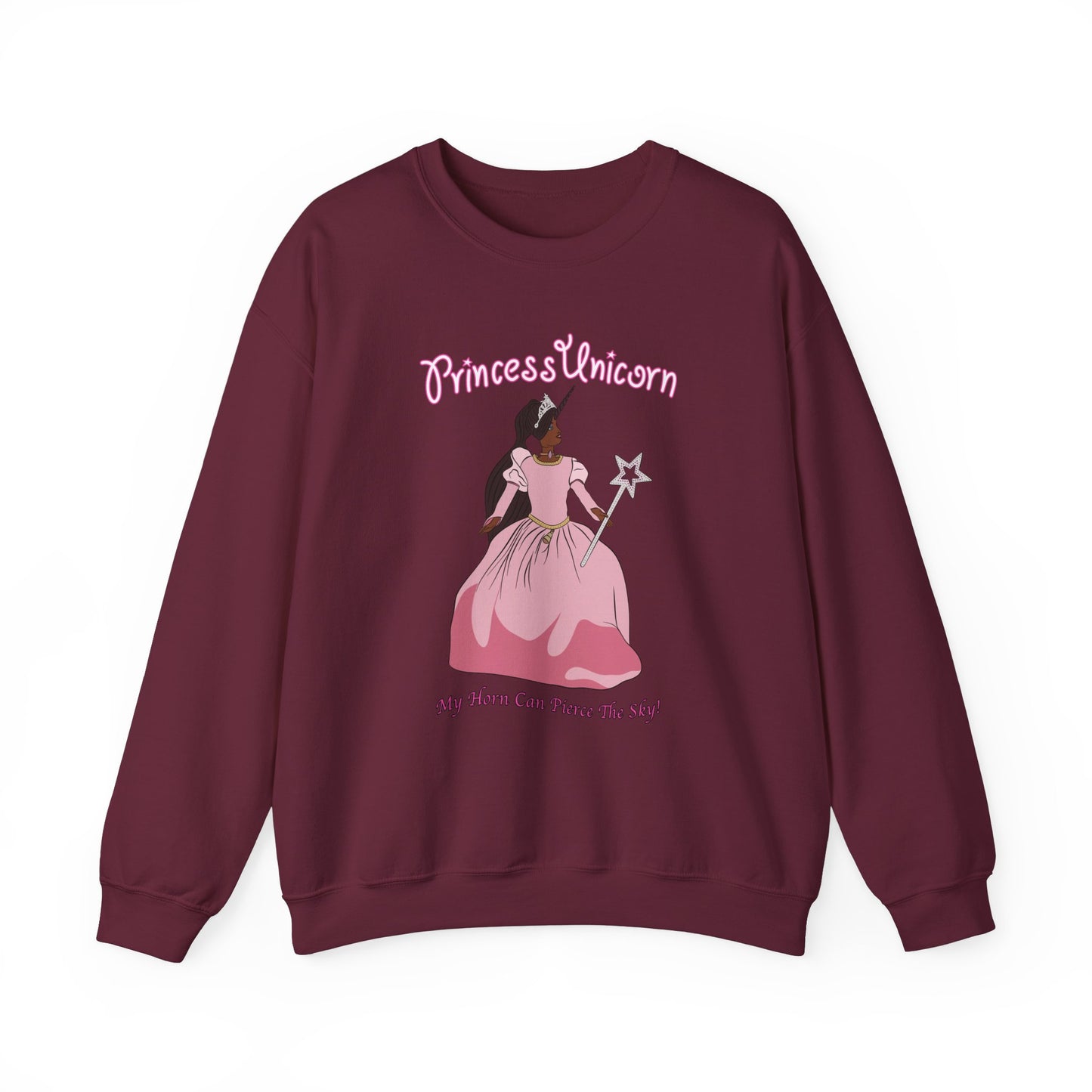 Black Princess Unicorn Heavy Blend™ Crewneck Sweatshirt