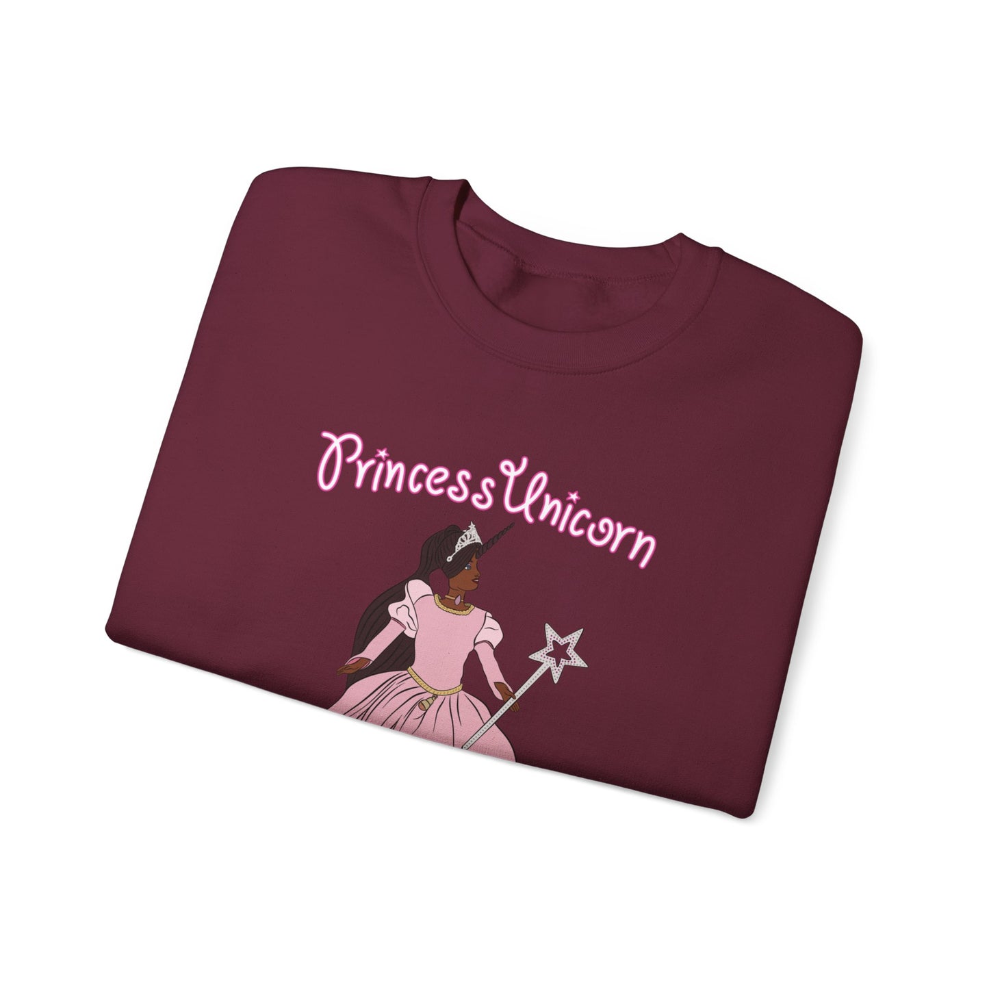 Black Princess Unicorn Heavy Blend™ Crewneck Sweatshirt