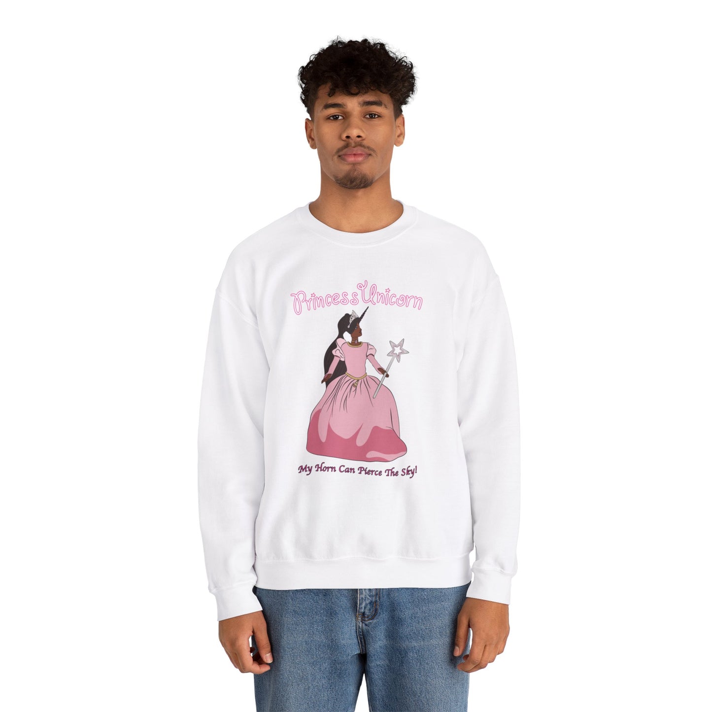 Black Princess Unicorn Heavy Blend™ Crewneck Sweatshirt