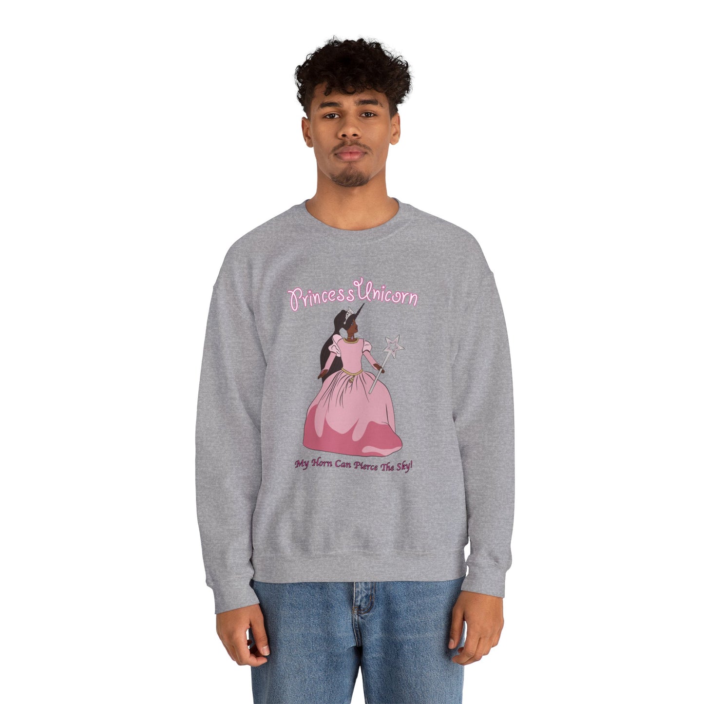 Black Princess Unicorn Heavy Blend™ Crewneck Sweatshirt