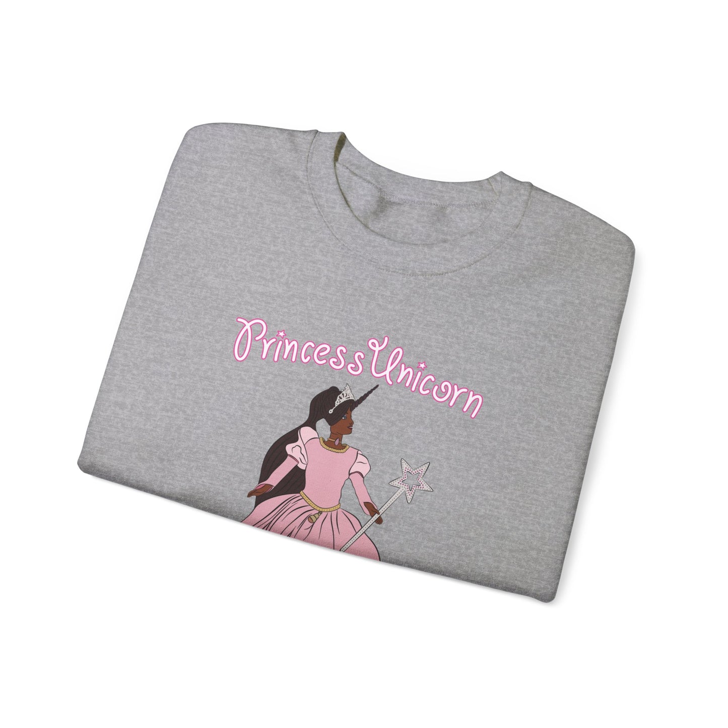 Black Princess Unicorn Heavy Blend™ Crewneck Sweatshirt