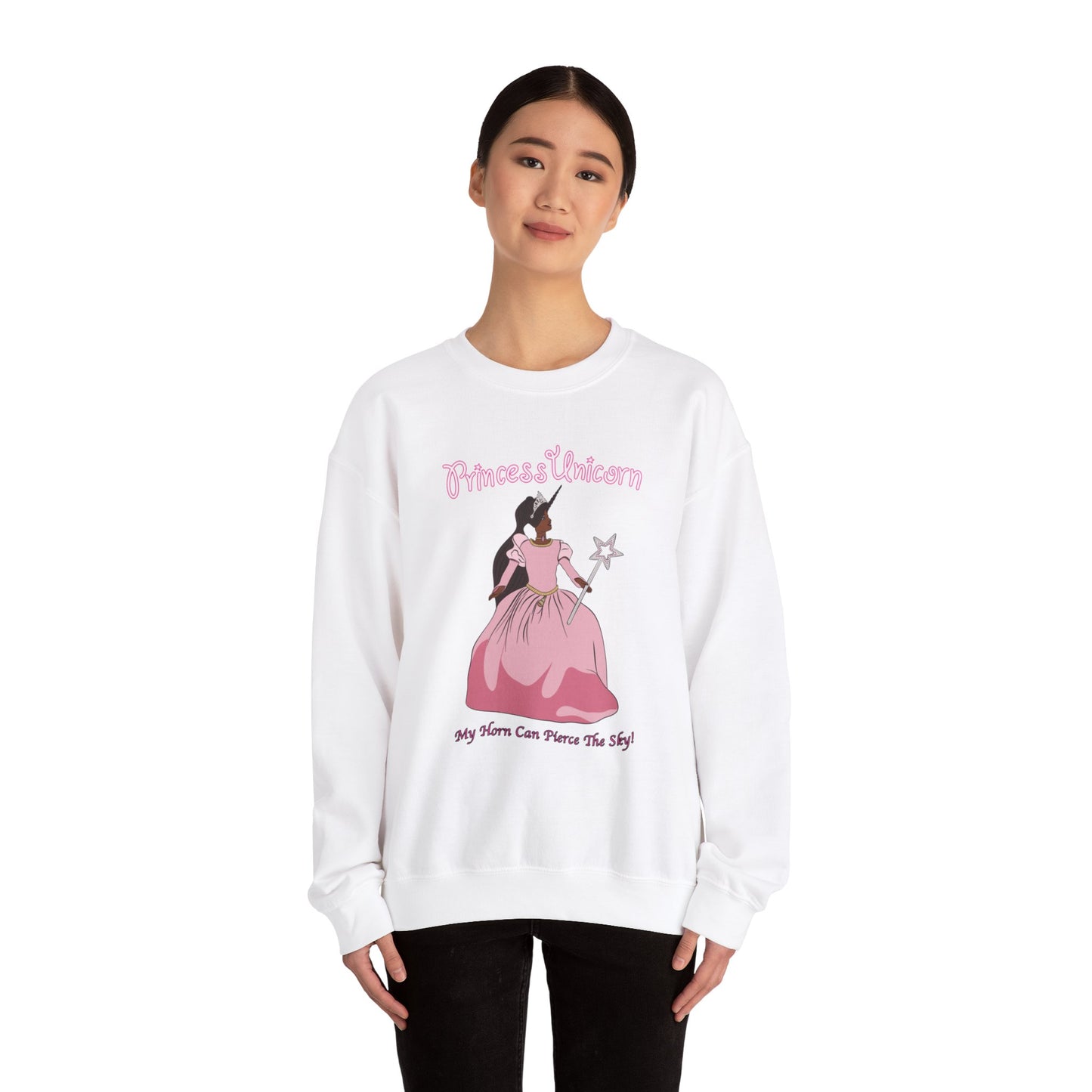 Black Princess Unicorn Heavy Blend™ Crewneck Sweatshirt