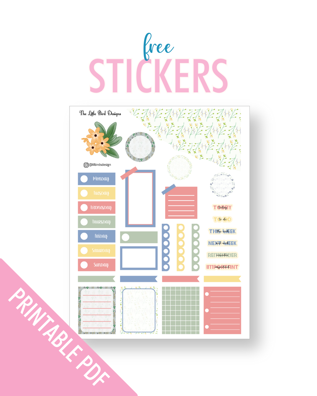 PRINTABLE - Floral Stickers - Freebie