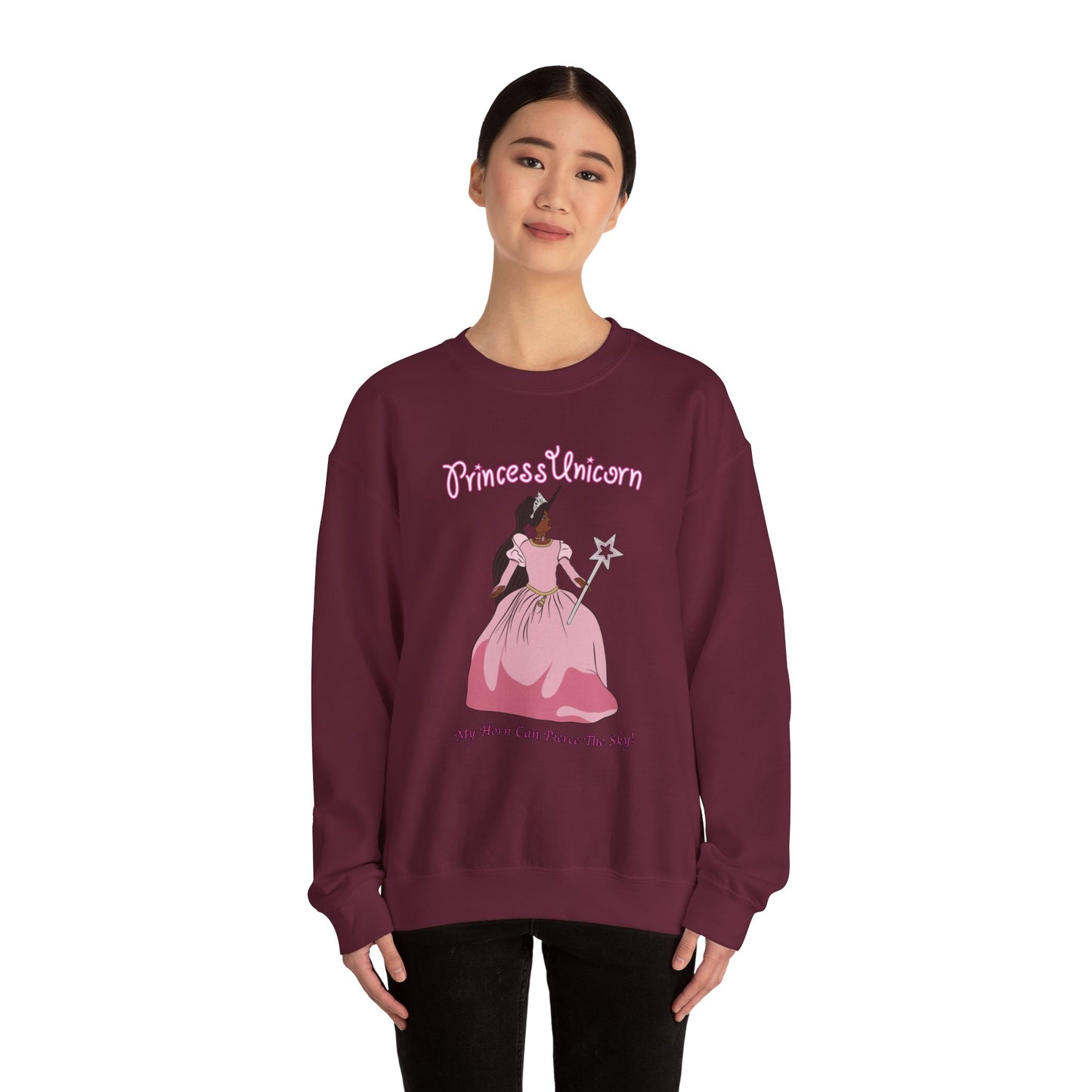 Black Princess Unicorn Heavy Blend™ Crewneck Sweatshirt