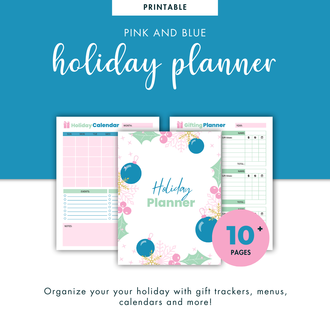 Holiday Planner PDF - Pink & Blue