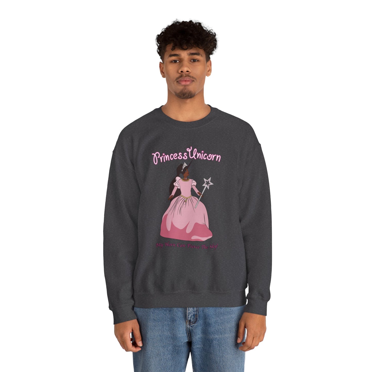 Black Princess Unicorn Heavy Blend™ Crewneck Sweatshirt