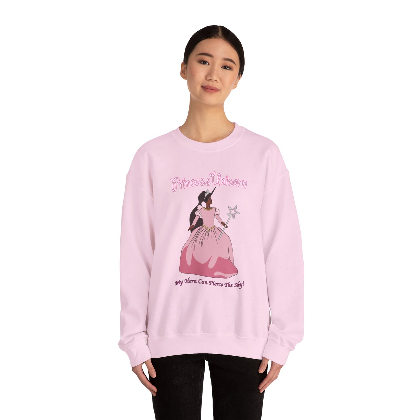 Black Princess Unicorn Heavy Blend™ Crewneck Sweatshirt