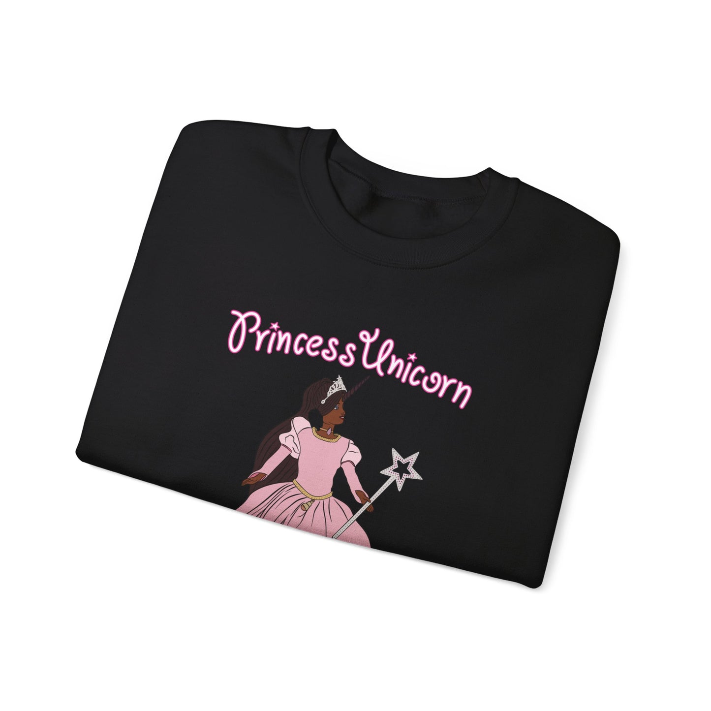 Black Princess Unicorn Heavy Blend™ Crewneck Sweatshirt