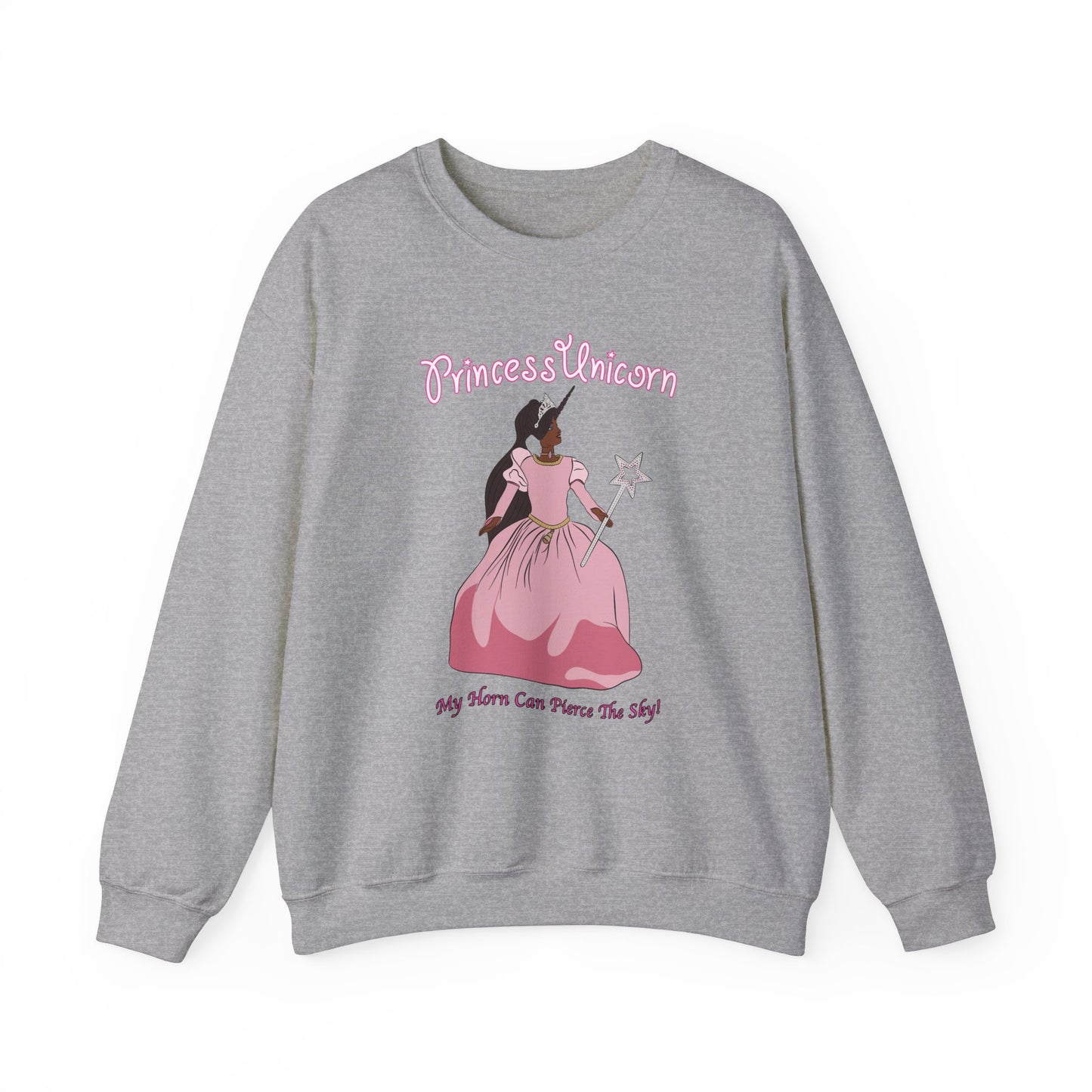 Black Princess Unicorn Heavy Blend™ Crewneck Sweatshirt