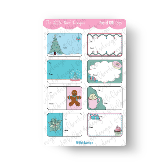 Pastel Gift Tags Sticker Sheet