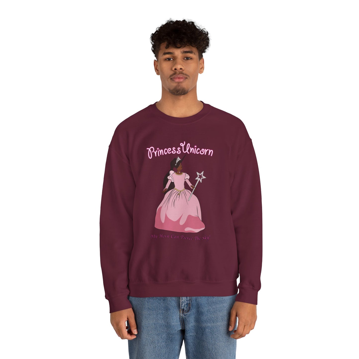 Black Princess Unicorn Heavy Blend™ Crewneck Sweatshirt