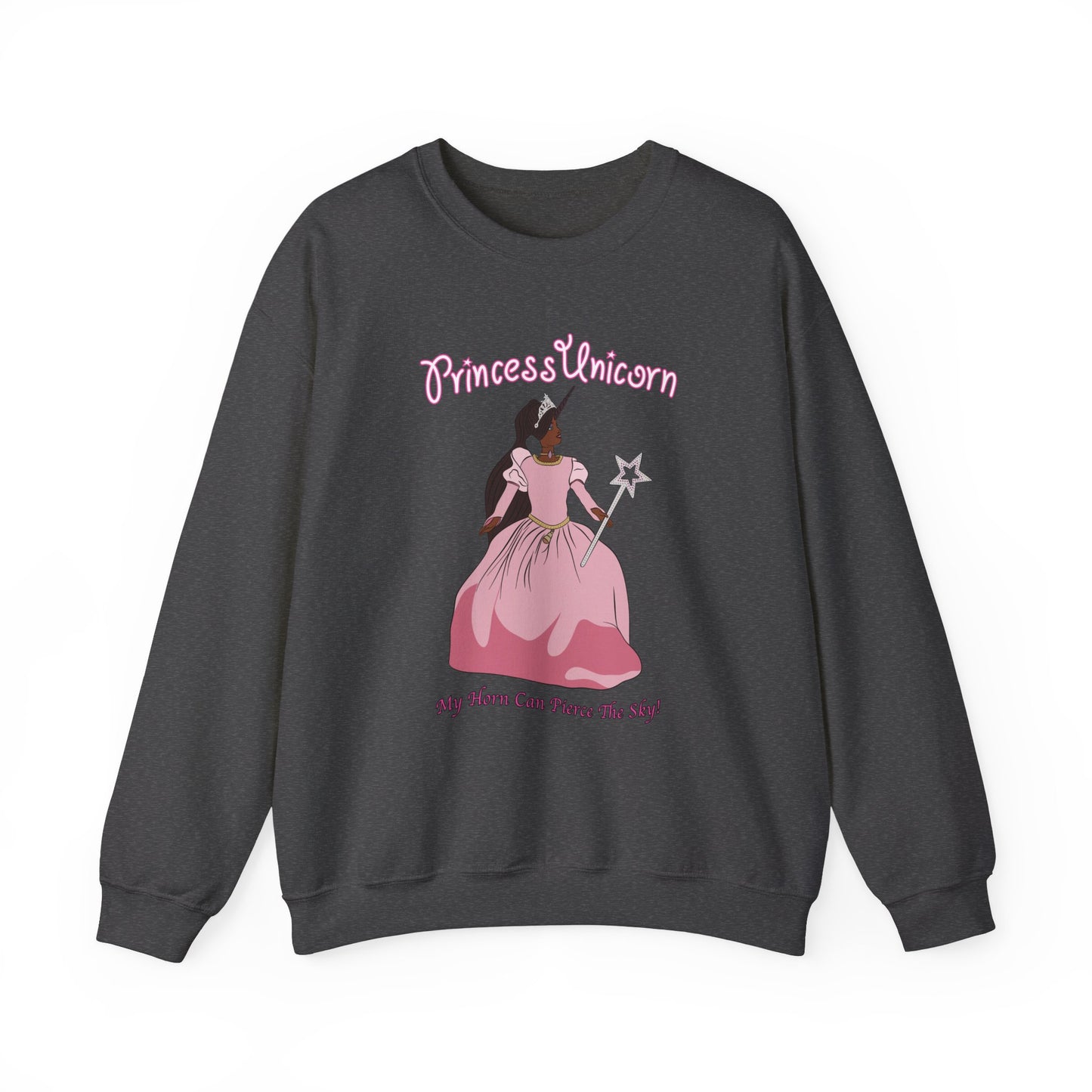 Black Princess Unicorn Heavy Blend™ Crewneck Sweatshirt