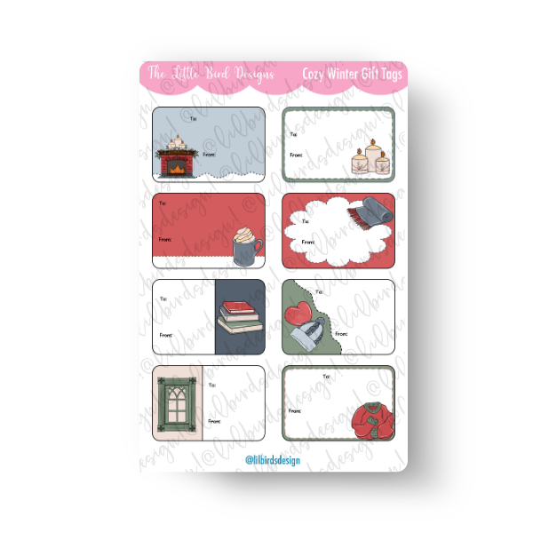Cozy Winter Gift Tags Sticker Sheet