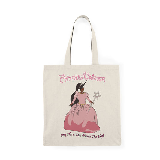 Black Princess Unicorn Natural Tote Bag