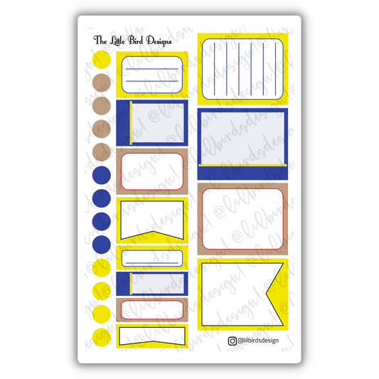 Blue and Yellow - Functional Boxes Sticker Sheet