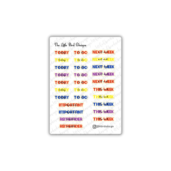 Important To-Do List Headers - Sticker Sheets