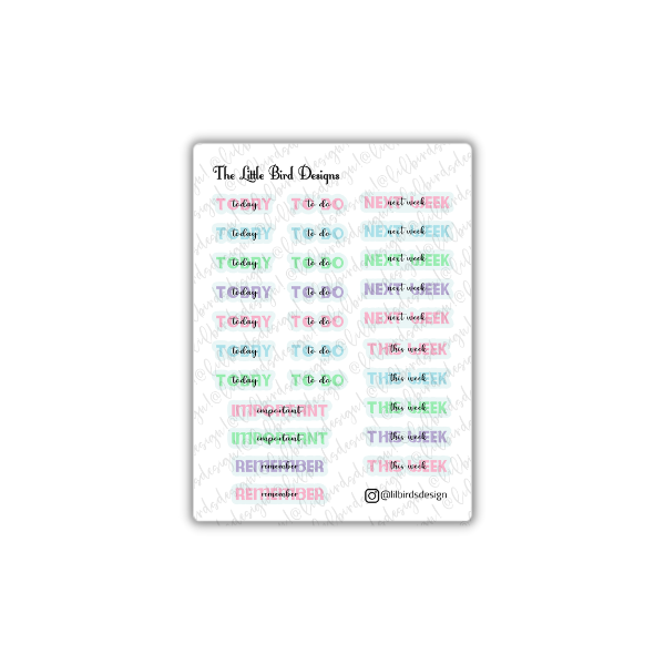 Important To-Do List Headers - Sticker Sheets