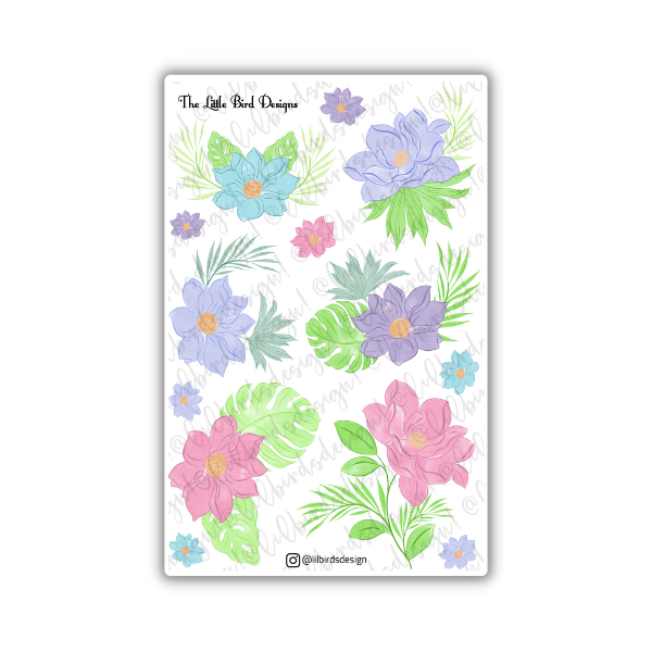 Watercolour Flowers Sticker Bundle