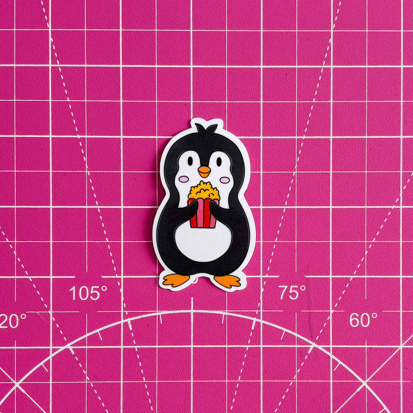 Penguin Popcorn Waterproof Sticker