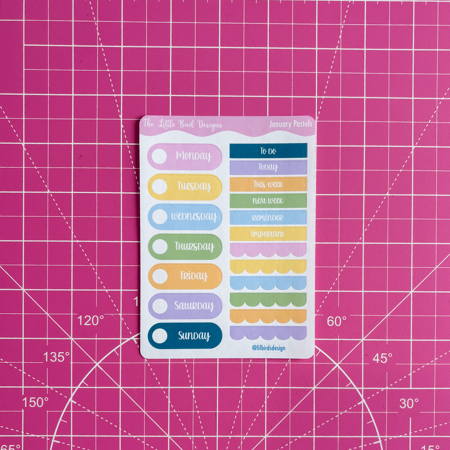 Pastel Weekdays Sampler Sticker Sheet