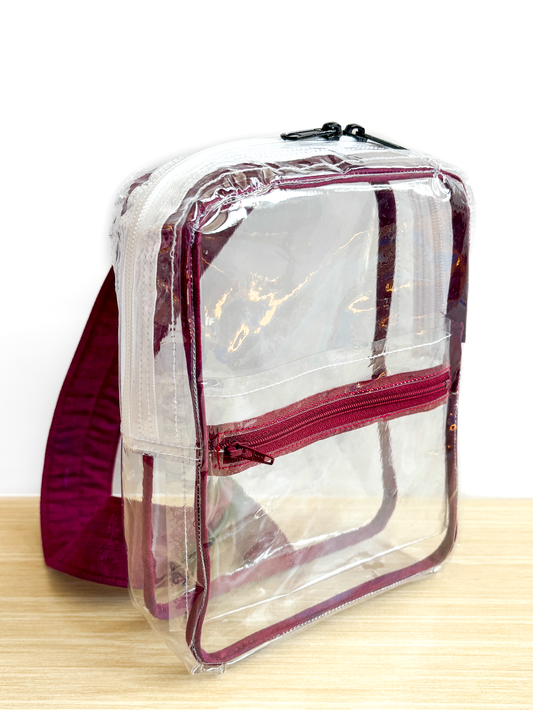 Clear Maroon Stadium Backpack