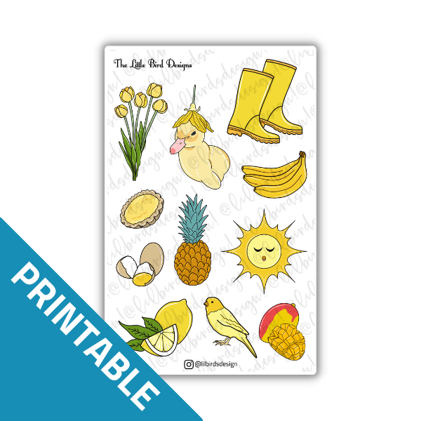 PRINTABLE - Yellow Things Sticker Set