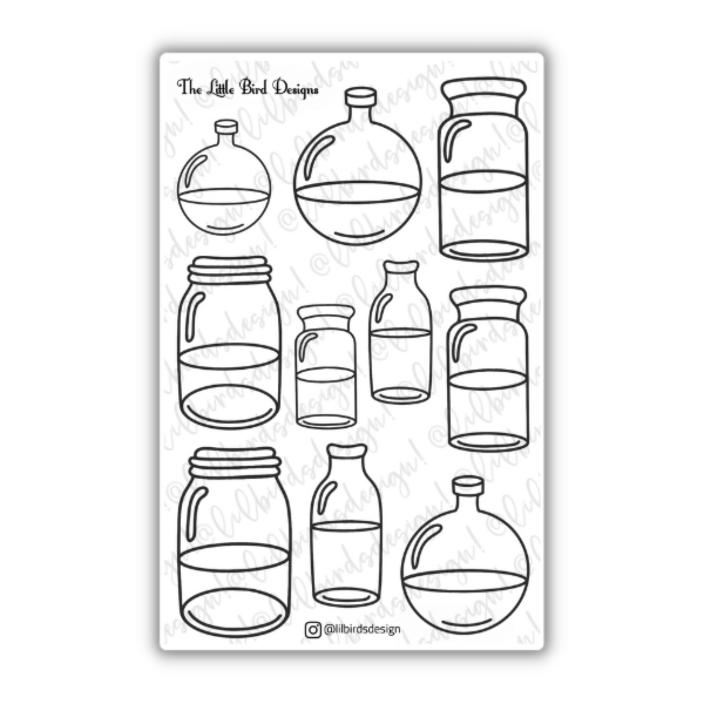 PRINTABLE - Black and White Line Art Flowers Sticker Sheets