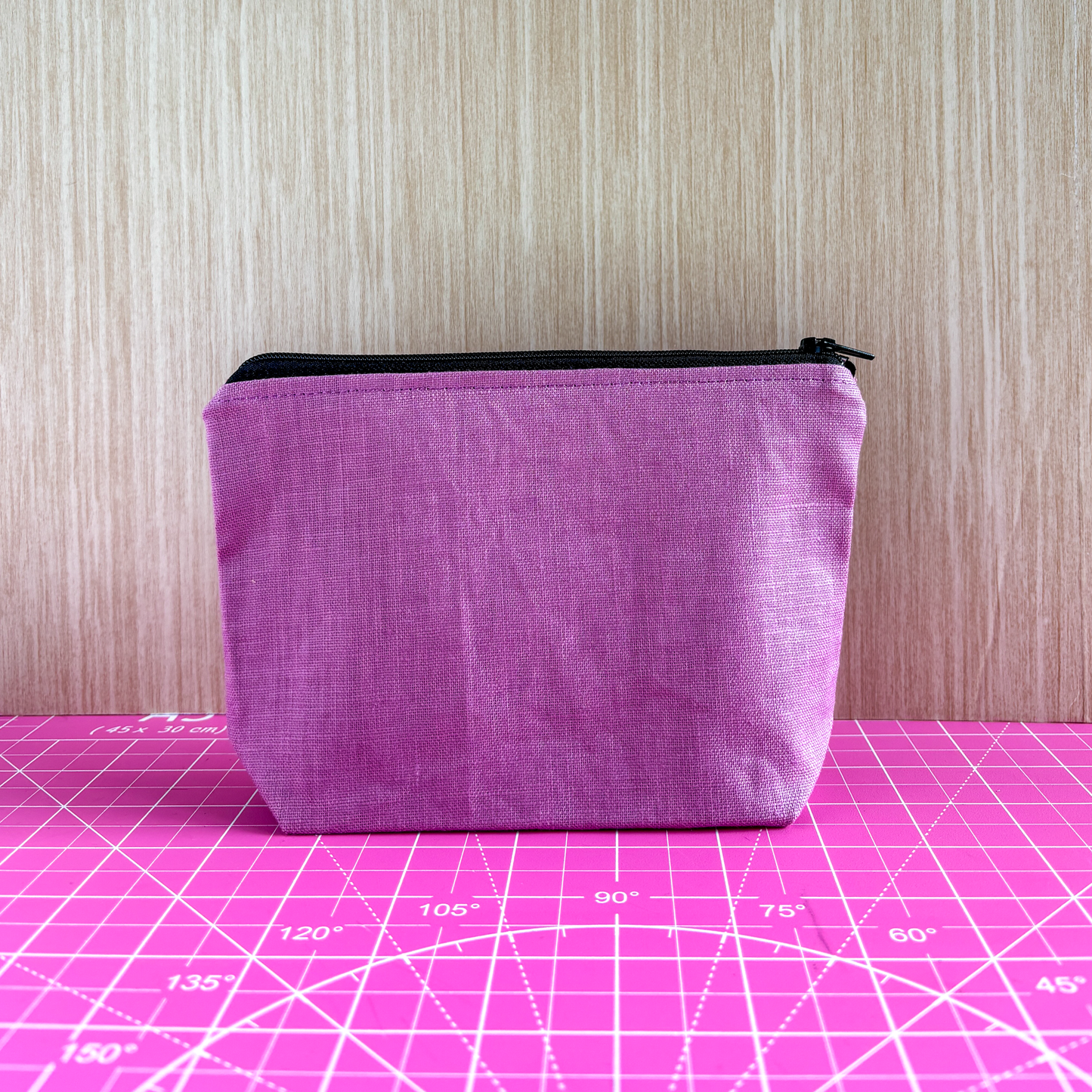 Stamped Linen Makeup Pouch - Small Mullberry