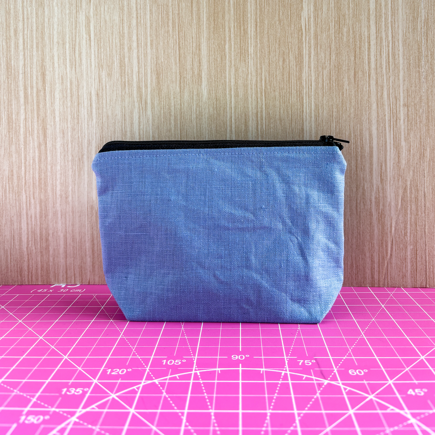 Stamped Linen Makeup Pouch - Small Flax Flower