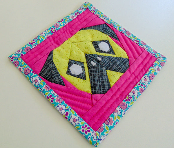 Printable - Pink Lemonade Pug Foundation Paper Pieced PDF Pattern - Freebie