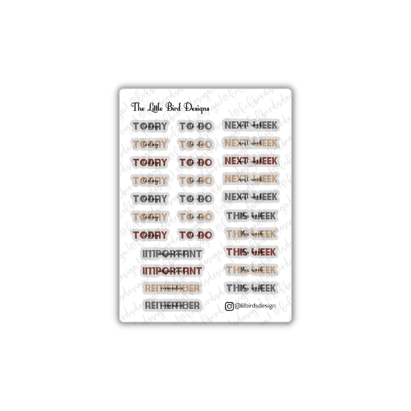 Important To-Do List Headers - Sticker Sheets