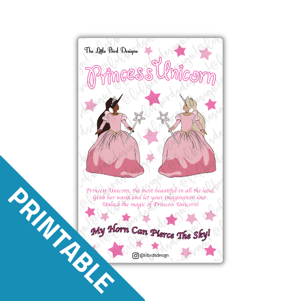 PRINTABLE - Princess Unicorn Sticker Sheet Set