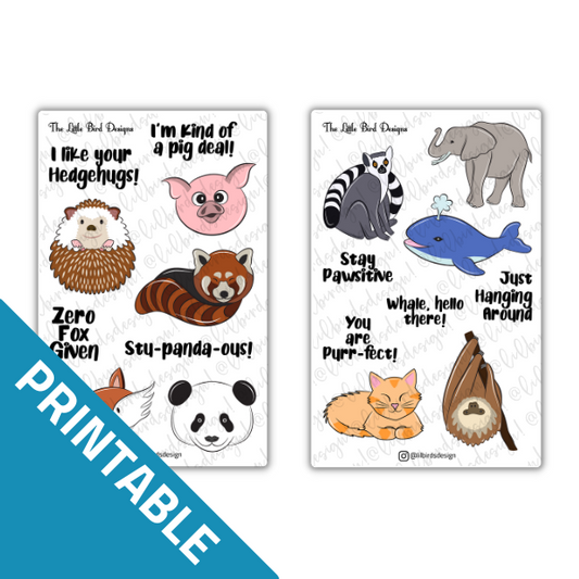 PRINTABLE - Cute Critters Sticker Set