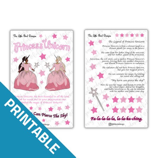 PRINTABLE - Princess Unicorn Sticker Sheet Set