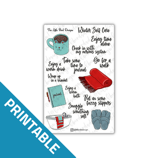 PRINTABLE - Winter Self Care Sticker Sheet