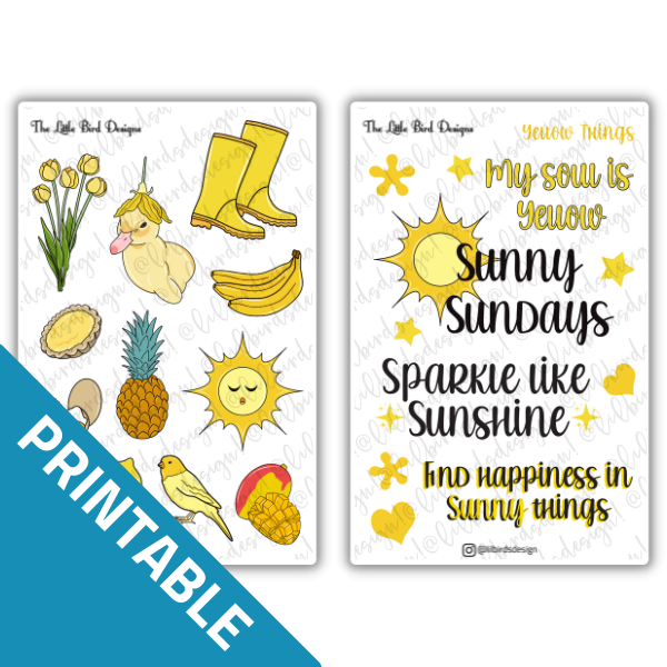 PRINTABLE - Yellow Things Sticker Set