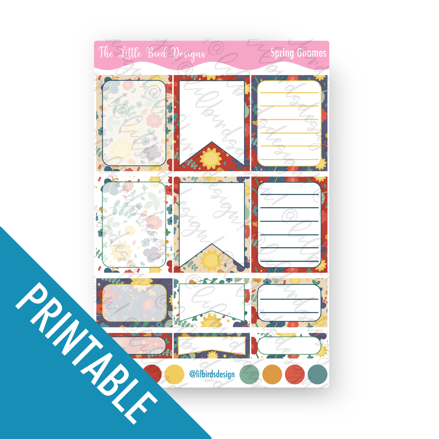 PRINTABLE - Spring Gnomes Functional Boxes Sticker Sheet