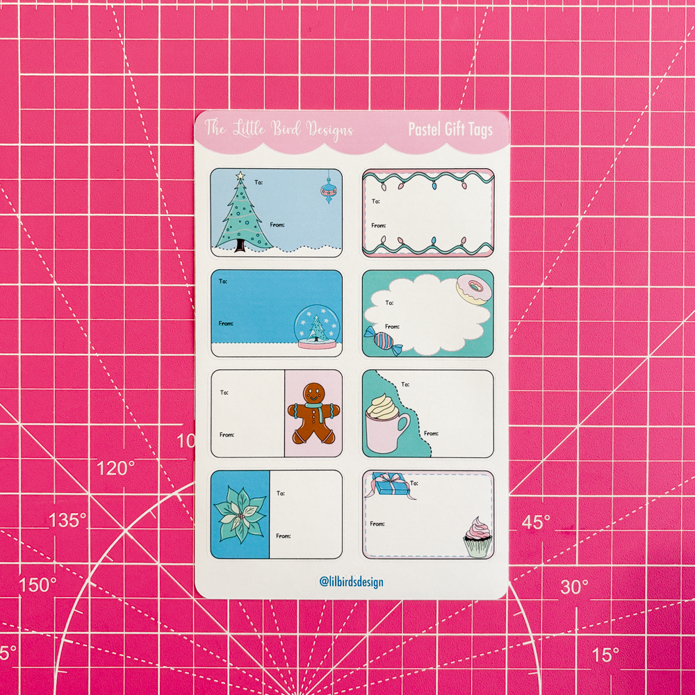 Pastel Gift Tags Sticker Sheet