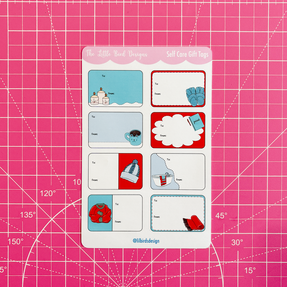 Self Care Gift Tags Sticker Sheet