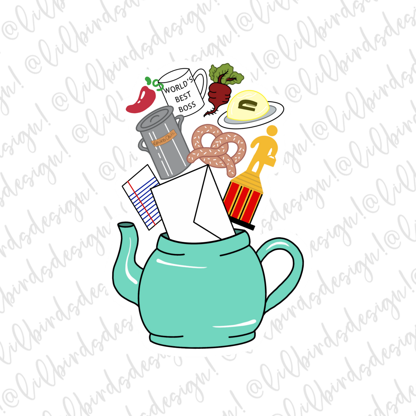 Office Teapot Waterproof Sticker