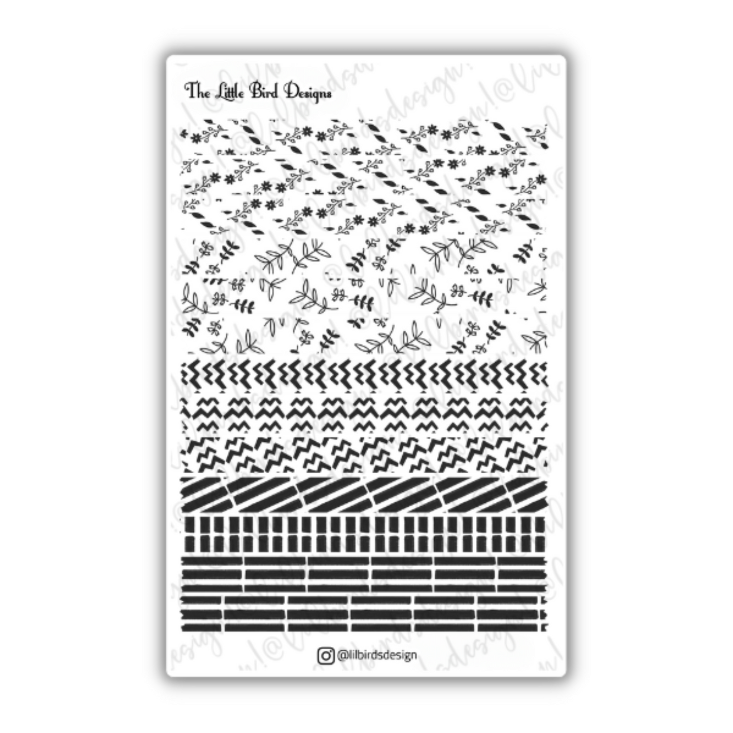 Black and White Line Art Flowers Sticker Sheets