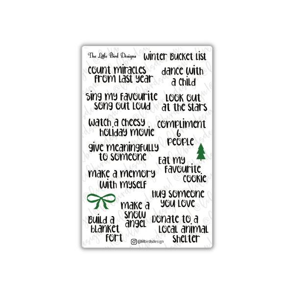 PRINTABLE - Winter Bucket List Sticker Sheet