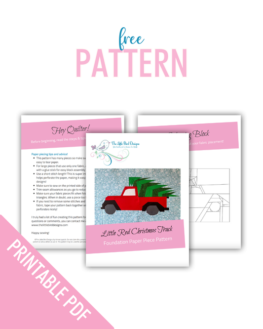 Printable - Little Red Christmas Truck Foundation Paper Pieced PDF Pattern - Freebie