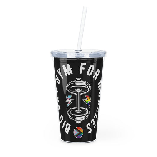 Big Gay Gym for Muscles Plastic Tumbler with Straw