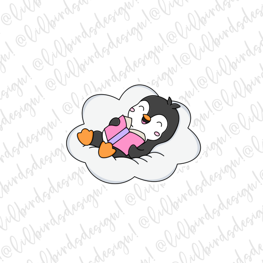 Reading Penguin Waterproof Sticker
